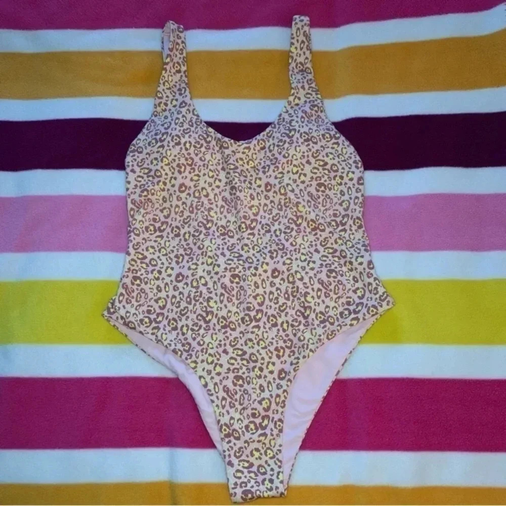 Leopard Print Low Back One Piece
